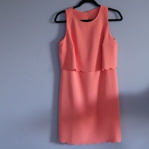 loft scalloped salmon layer dress
